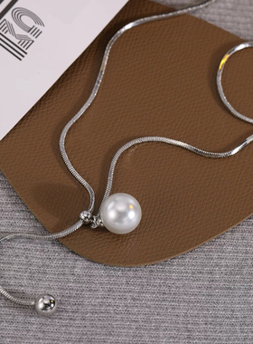 珍珠毛衣链长款2024新款爆款钛钢不掉色气质装饰项链可调节抽拉式