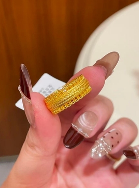 水贝黄金腰缠万贯金包银戒指女款