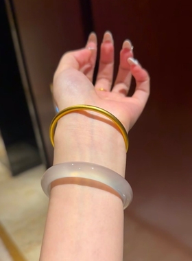 水贝黄金素圈金包银手镯女