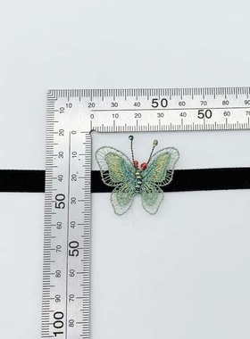 复古手工刺绣金丝蝴蝶项链网红chocker锁骨链女颈带项圈短款超仙