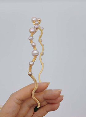 仙女手工缠绕异形珍珠头箍发卡