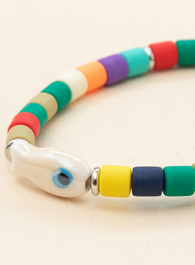 波西米亚风彩色串珠琉璃小鱼手链