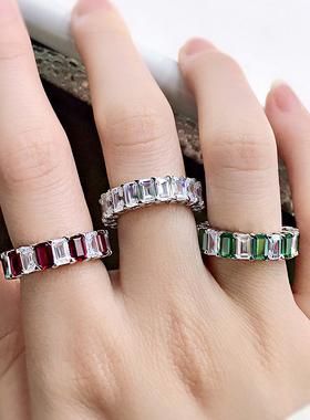 S925银满钻锆石戒指对戒