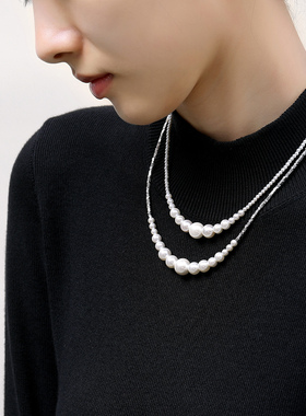 秋冬毛衣珍珠项链锁骨链