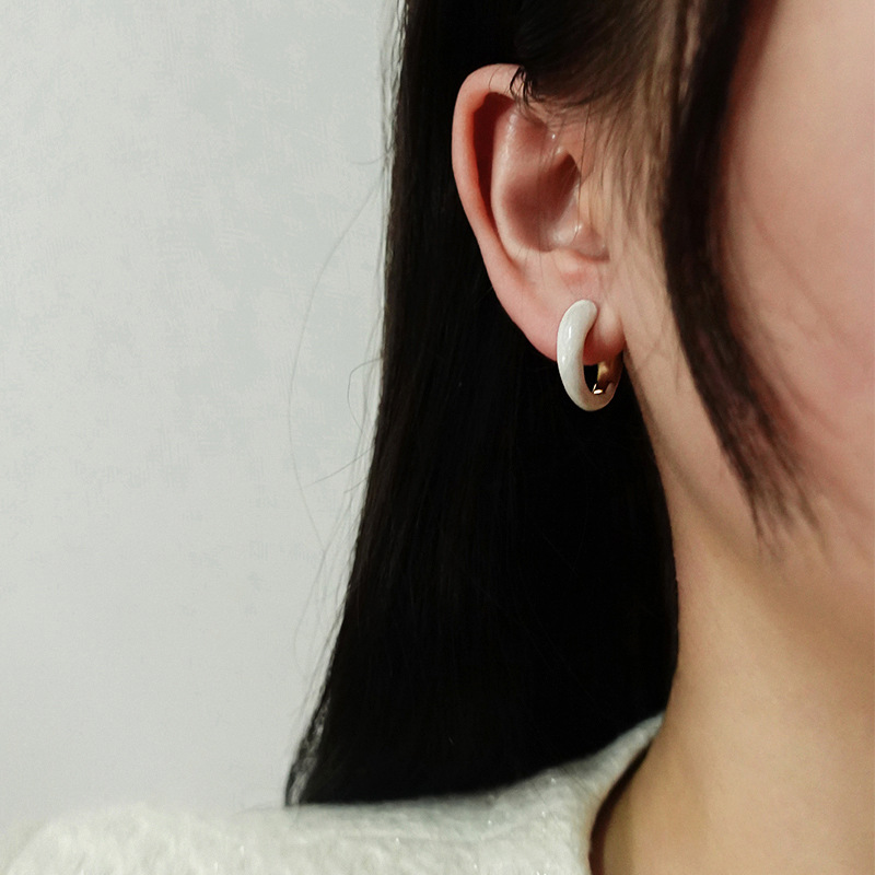 kevkev朱珠同款圆环珐琅女士红色耳环轻奢高级感独特绝美2025耳饰-图1