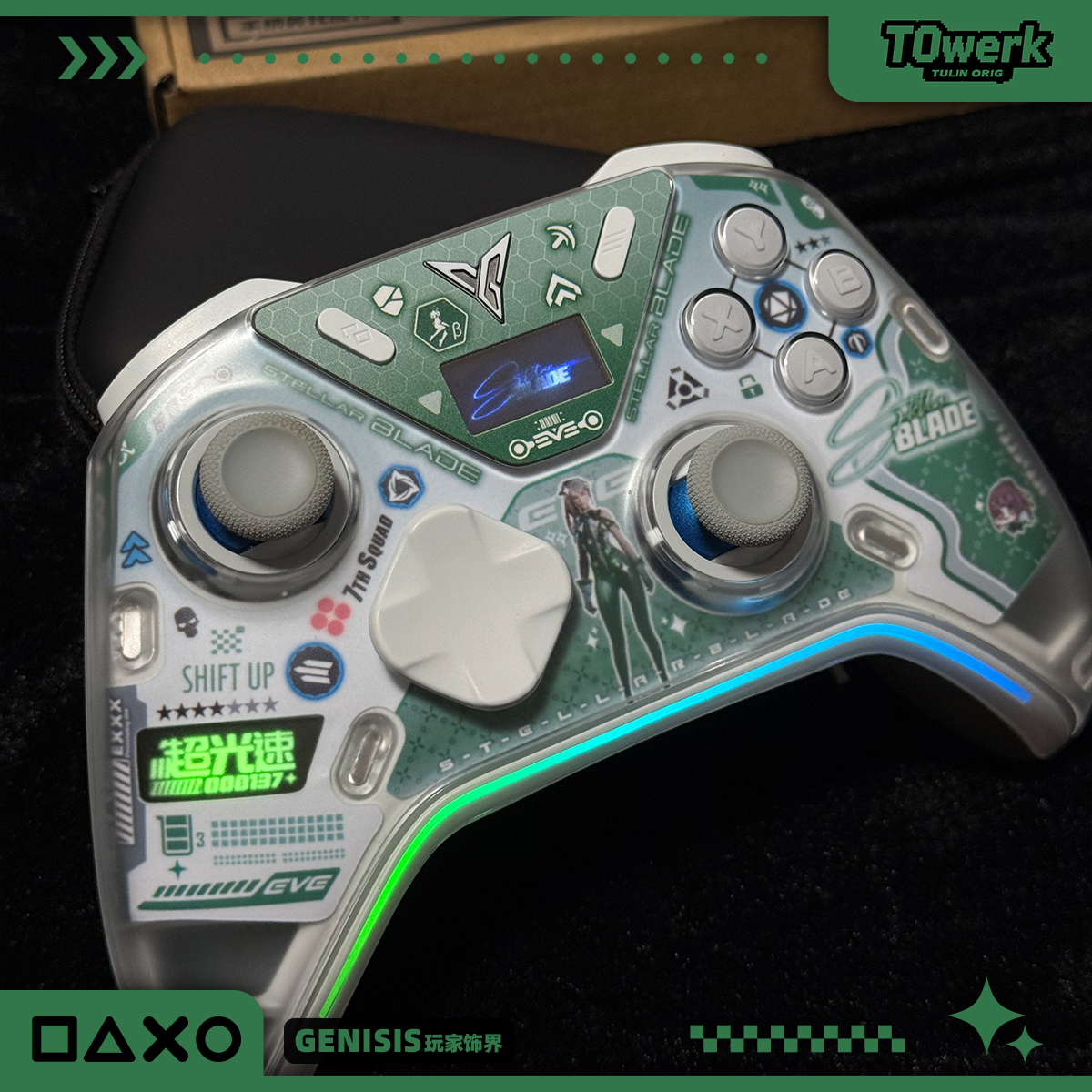 飞智八爪鱼5/4剑星伊芙主题手柄改装美化配件壳内快装图案贴纸 - 图1