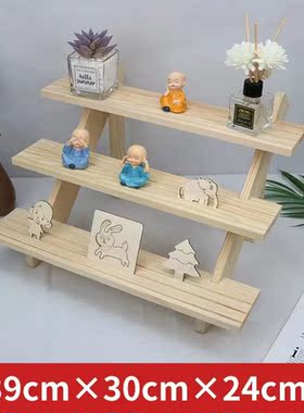 实木梯形耳环卡片展示架 手镯手链饰品展示架 公仔摆台道具首饰架