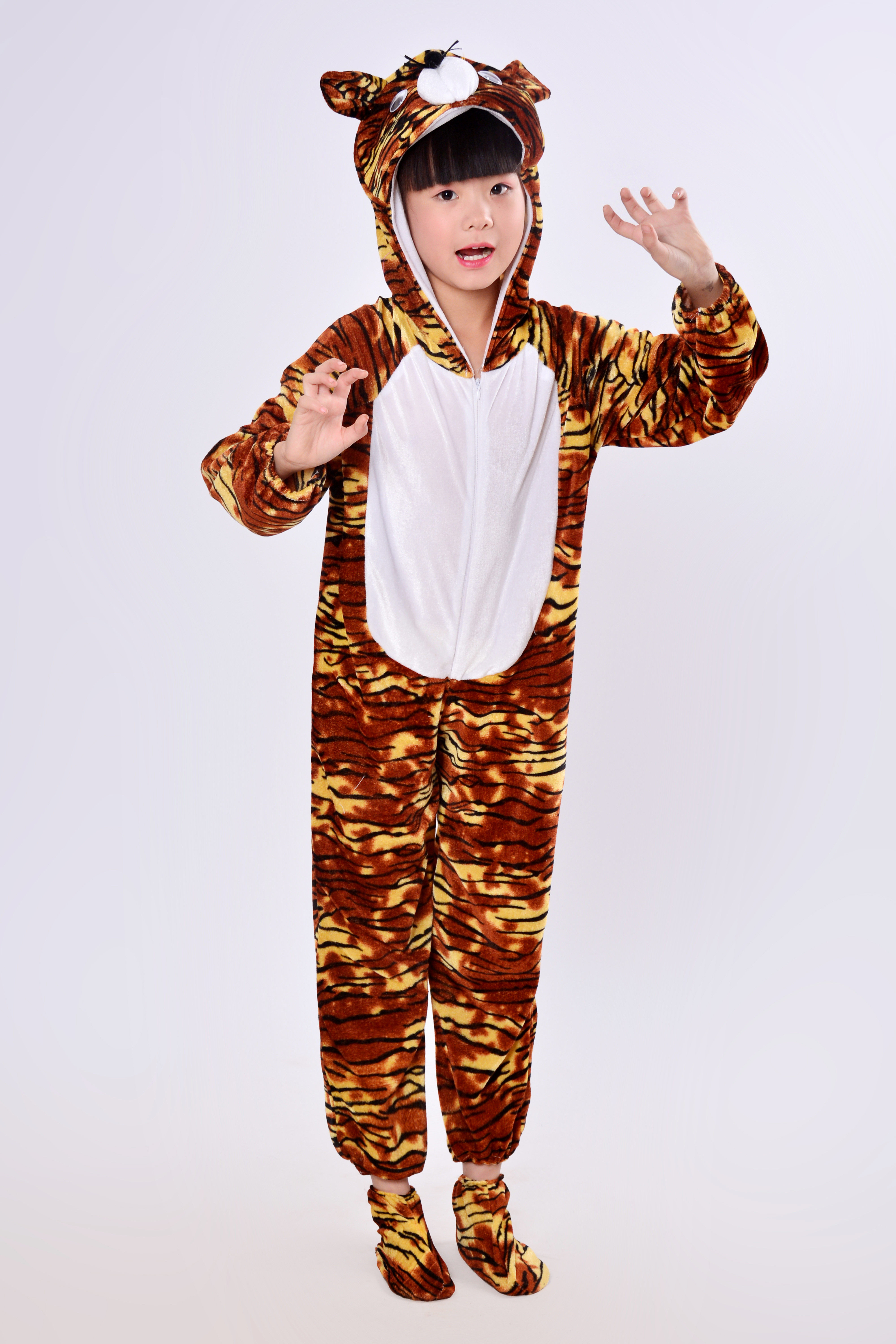 新款老虎演出服装儿童卡通动物表演服森林之王话剧舞蹈演出服装