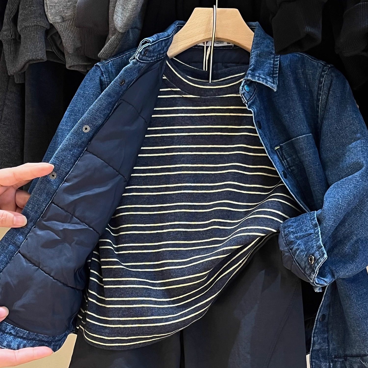 ResumeHome简历童装男童夹棉加厚棉服儿童秋冬牛仔纯棉衬衫外套潮,淘宝优惠券,粉丝福利购,淘宝优惠卷