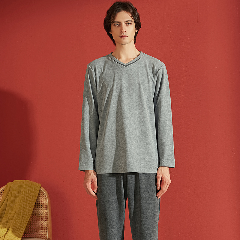 冬季男款套头两件套装双面暖绒睡衣 花样娇兰睡衣/家居服套装