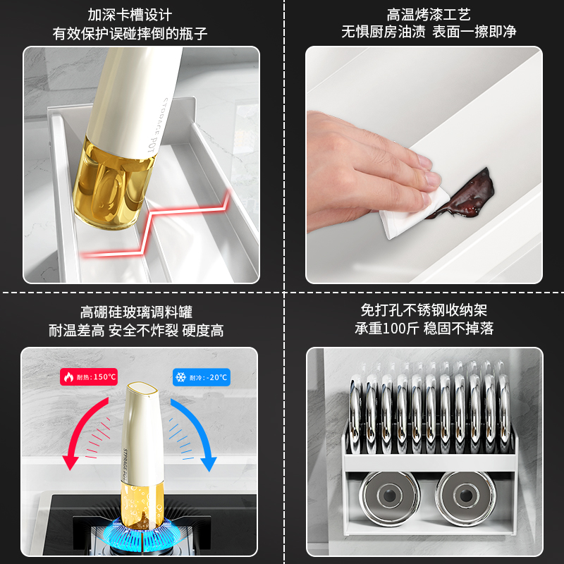 调料盒厨房家用置物架油盐酱醋调味瓶壁挂盐调味罐收纳盒组合套装 - 图1