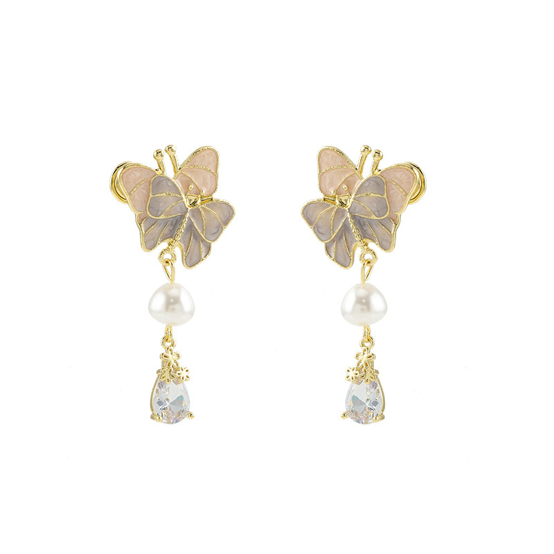 甜美撞色蝴蝶流苏耳环耳钉女时尚气质高级感温柔蚊香盘耳夹无耳洞,淘宝优惠券,粉丝福利购,淘宝优惠卷