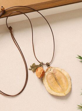 小一家复古文艺天然植物果实项链