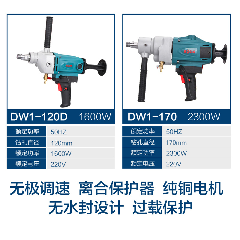 博大水钻机手持式打孔机打洞器台式水转钻孔机电动墙壁空调开孔机 - 图1