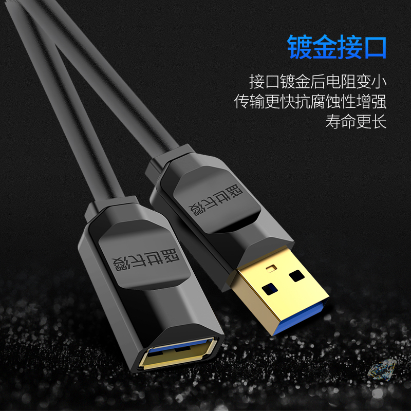 USB3.0延长线1/3/5米公对母数据线高速手机充电无线网卡打印机电脑连接键盘U盘鼠标接口转接线加长 - 图3