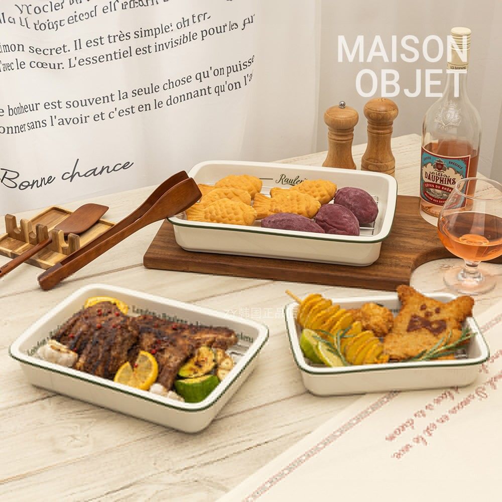 韩国代购进口高颜值ins烘培托盘微波炉烤箱专用烤盘沥油陶瓷托盘,淘宝优惠券,粉丝福利购,淘宝优惠卷