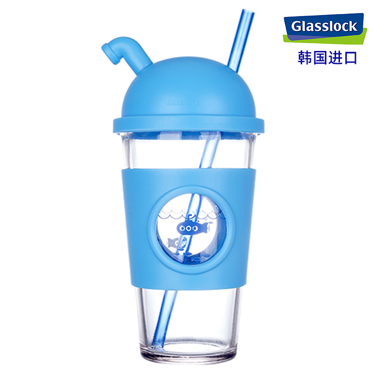 glasslock韩国进口水杯玻璃杯女可爱茶杯吸管杯大人杯子网红水杯