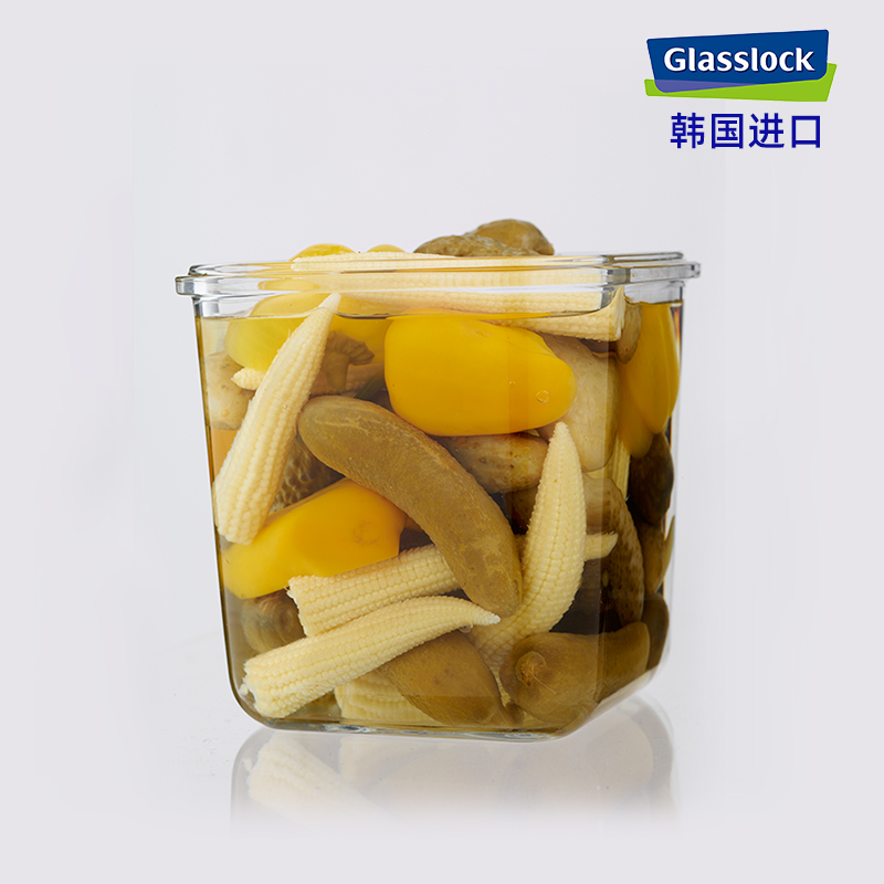 Glasslock进口钢化玻璃保鲜盒微波炉加热饭盒带汤粥便当盒3件套