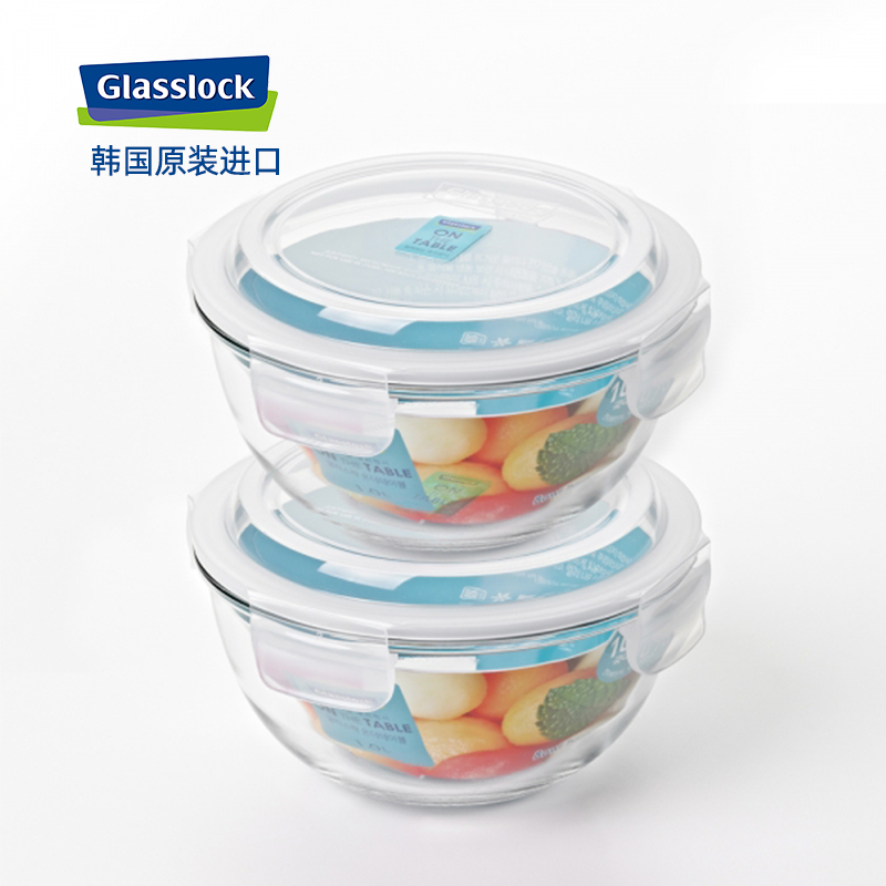 glasslock韩国进口耐热钢化玻璃碗带盖辅食保鲜盒儿童饭碗380ml - 图0