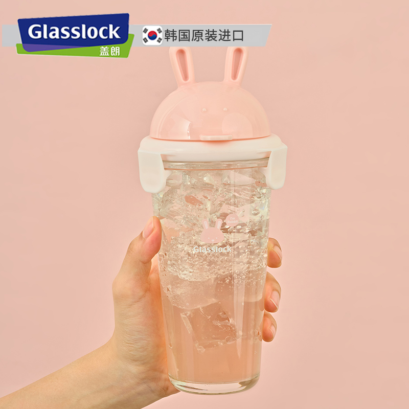 glasslock进口耐热钢化玻璃杯子可爱女卡通水杯刻度牛奶杯早餐杯 - 图1