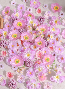 绿色系混搭仿真花朵手工DIY材料包 花墙古风团扇谷美痛包素材配饰