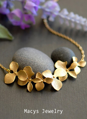 14k金铃兰花项链女磨砂花朵锁骨链轻奢高级感时尚个性颈链