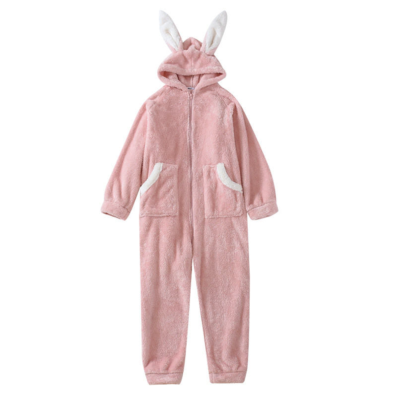 全身连体秋冬季加绒长款兔子睡衣 暖金博睡衣/家居服套装