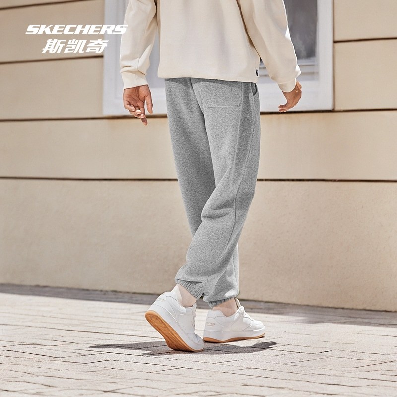skechers斯凯奇男士运动裤宽松型秋冬新款加绒针织长裤保暖舒适,淘宝优惠券,粉丝福利购,淘宝优惠卷