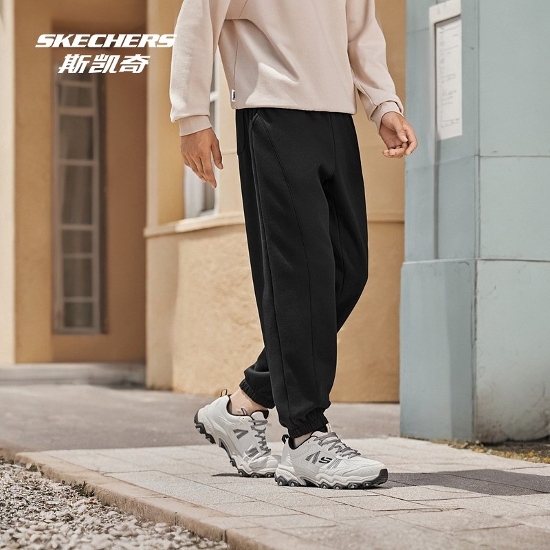 skechers斯凯奇男士运动裤宽松型秋冬新款加绒针织长裤保暖舒适,淘宝优惠券,粉丝福利购,淘宝优惠卷
