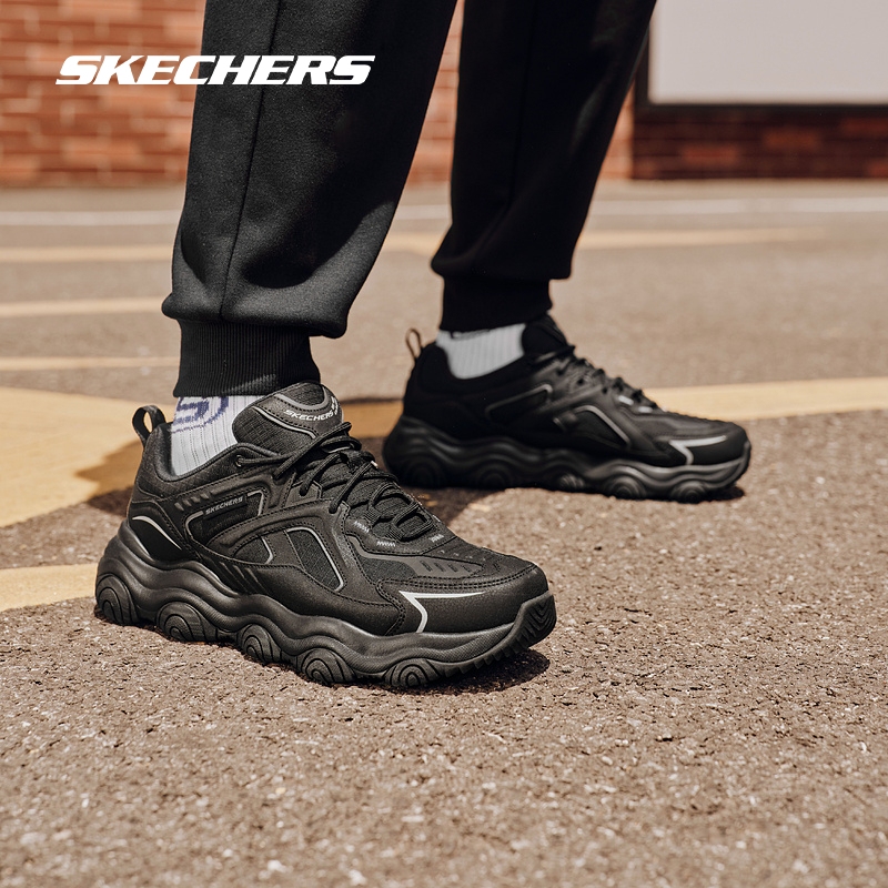 Skechers斯凯奇正品奥莱啵啵熊冬老爹鞋男女百搭情侣黑色运动鞋-图0