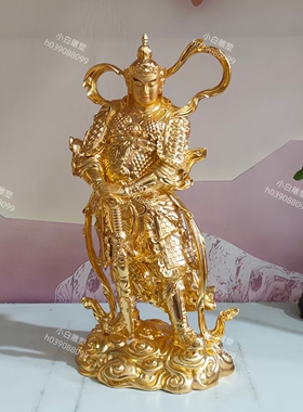 关公韦陀铜雕贴金家居摆件佛像