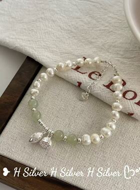 S925纯银两世欢珍珠和田玉手链