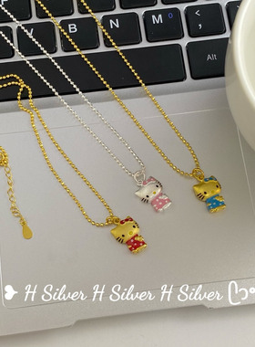 S925纯银童趣kt猫项链