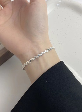 通体S925纯银轻奢风爱心项链手链