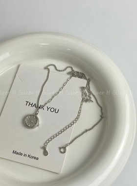 s925银女520时钟锁骨链表白神器