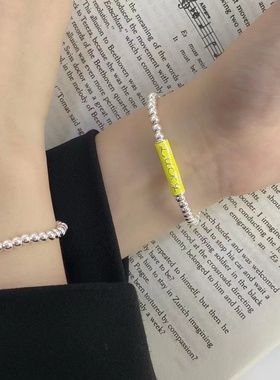 S925纯银滴胶LUCKY幸运闺蜜手链