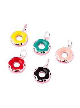 S925纯银彩色滴釉甜甜圈花朵吊坠女仅吊坠侧坠小众设计感配饰