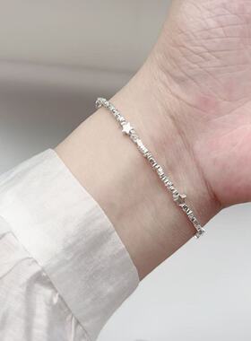 轻奢小众925银碎银星星蝴蝶手链