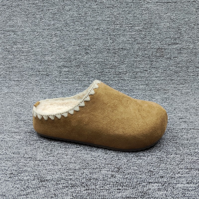 清仓断码加绒加厚保暖25秋冬季新款女鞋厚底包头外穿休闲半拖鞋 - 图0