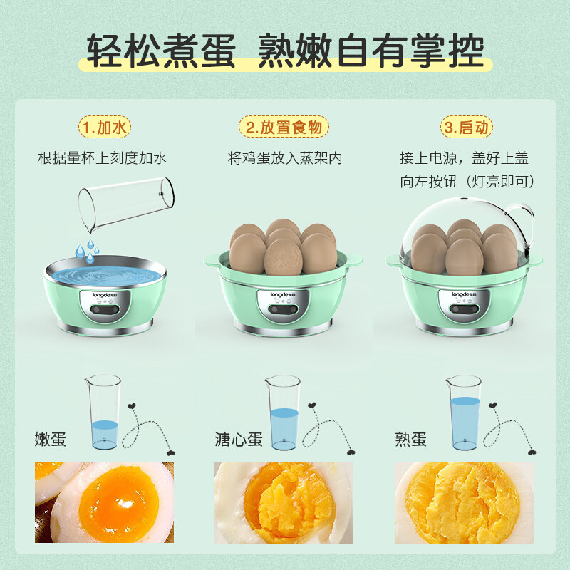 龙的多功能自动断电迷你家用煮蛋器 龙的广东煮蛋器/蒸蛋器
