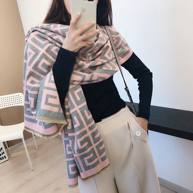 围巾女冬季百搭仿羊绒新款双面两用围脖时尚韩版加厚保暖复古披肩,淘宝优惠券,粉丝福利购,淘宝优惠卷