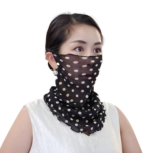 防晒面纱夏季女士薄款丝巾冰丝面罩口罩遮阳全脸脖套挂耳围脖户外 - 图3