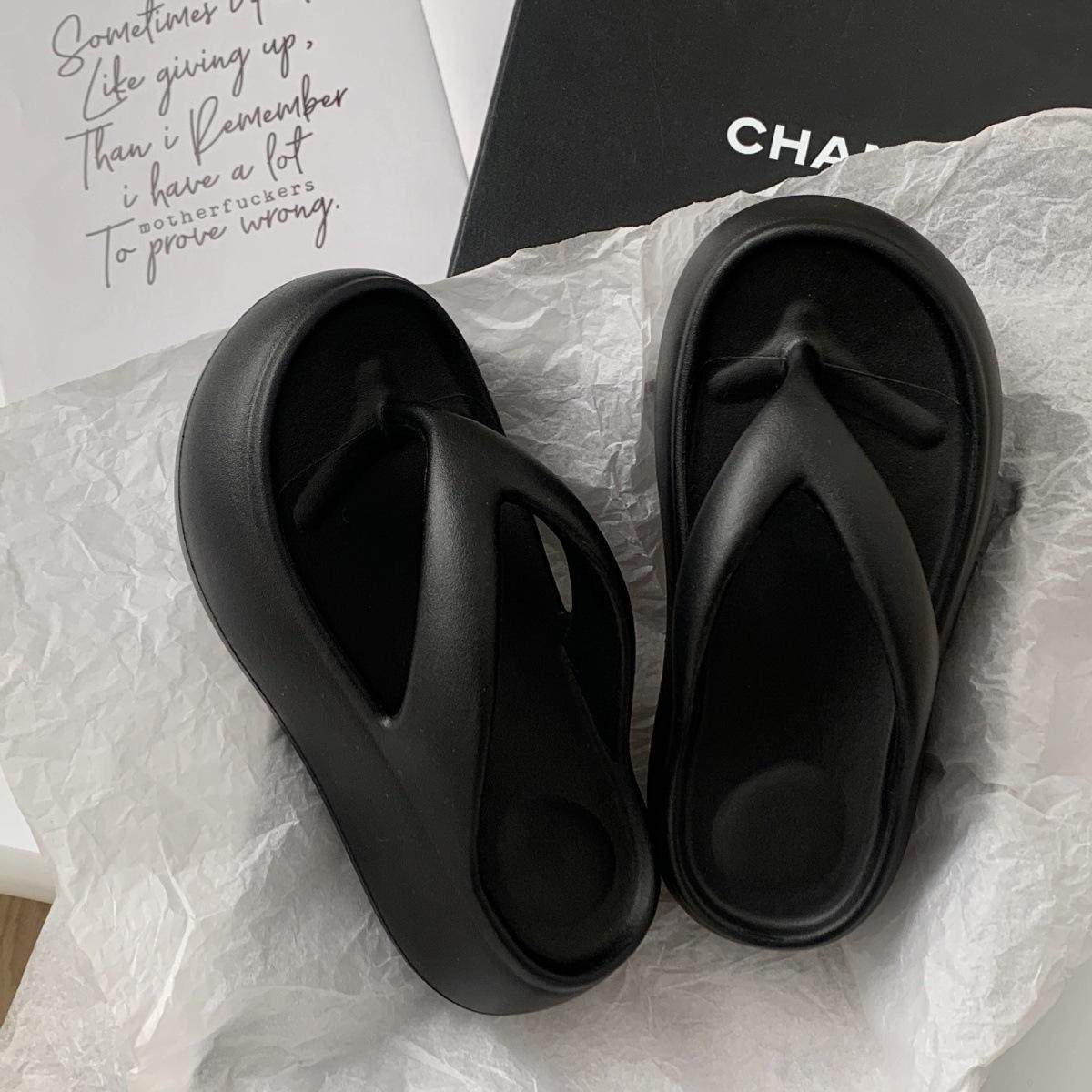 厚底人字拖鞋女夏季踩屎感EVA增高沙滩海边搭裙子夹脚软休闲凉拖,淘宝优惠券,粉丝福利购,淘宝优惠卷