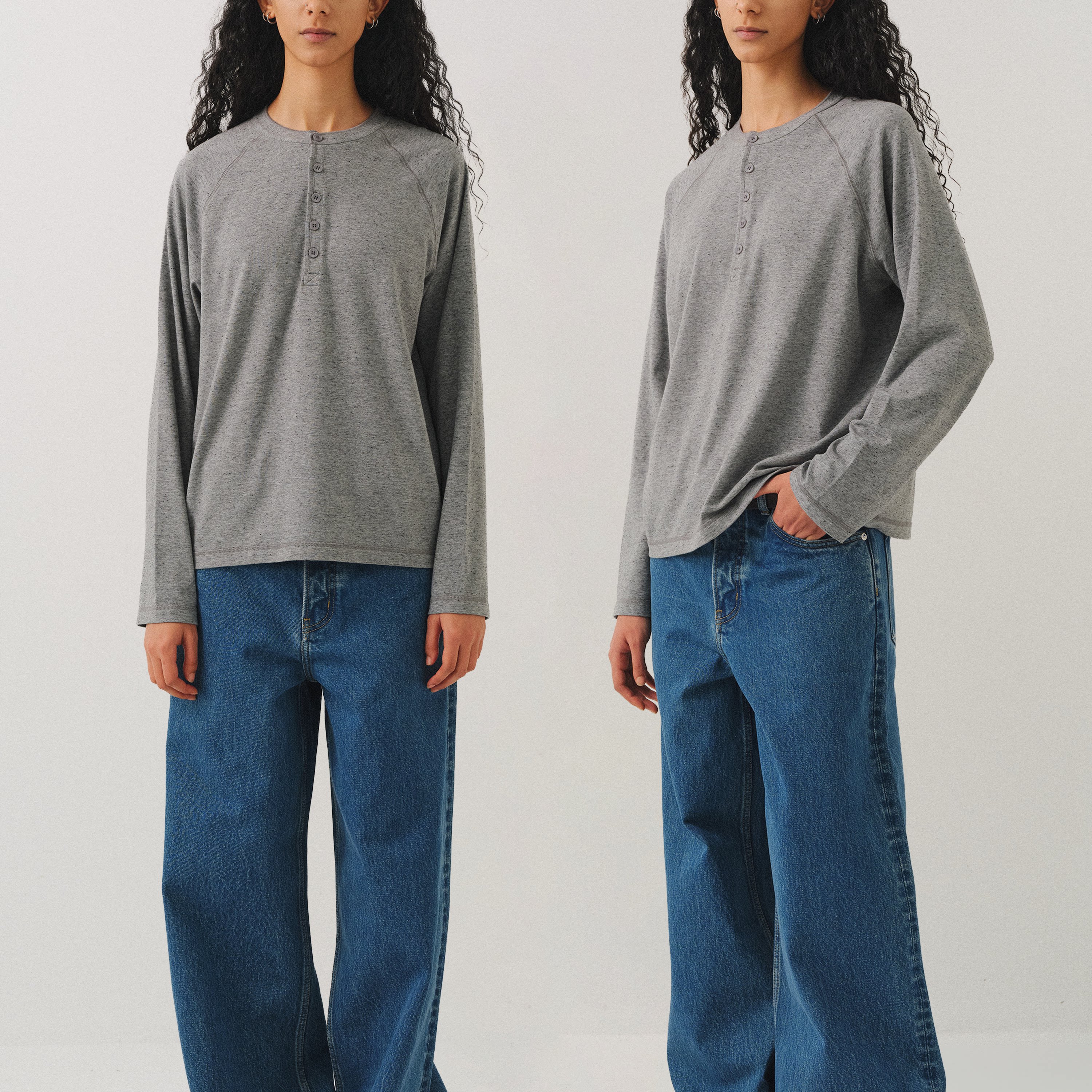 VLABMADE 星空花纱软糯纽扣亨利领插肩长袖打底TEE*四针六线工艺,淘宝优惠券,粉丝福利购,淘宝优惠卷