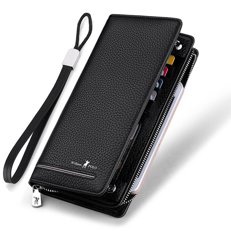 英皇保罗长款夹子男士拉链真皮钱包 williampolo宇硕钱包