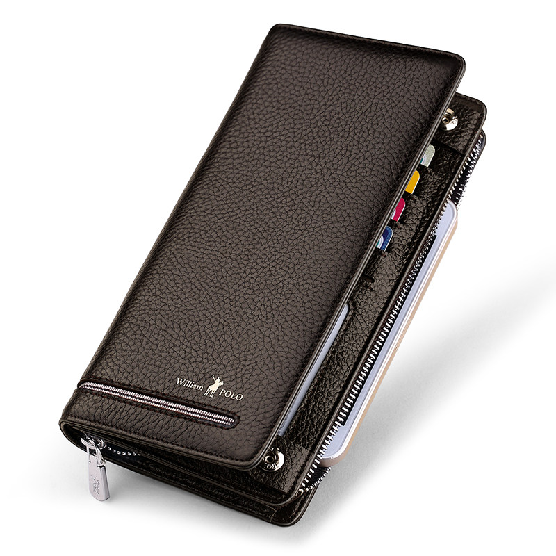英皇保罗长款夹子男士拉链真皮钱包 williampolo宇硕钱包
