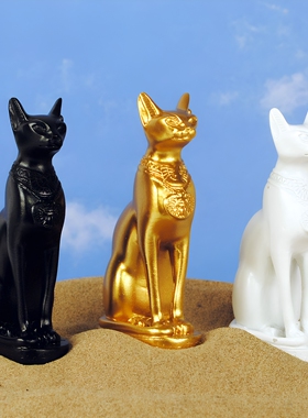埃及猫神贝斯特白色招财猫摆件家居客厅电视柜酒柜装饰品桌面摆设