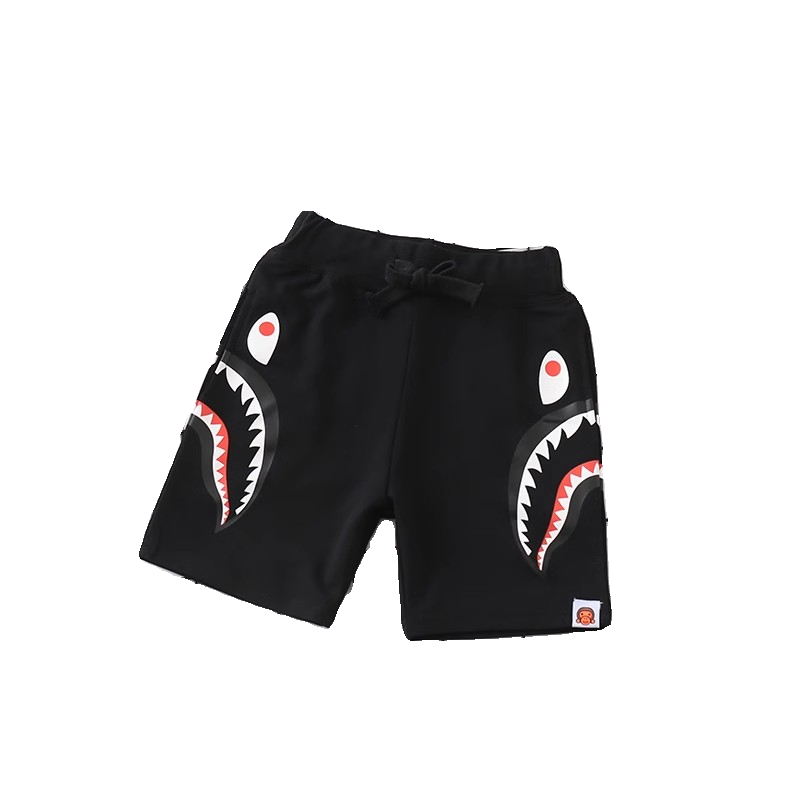 日系潮牌童装纯棉短裤夏季潮牌男女儿童双侧鲨鱼卡通五分裤沙滩裤,淘宝优惠券,粉丝福利购,淘宝优惠卷