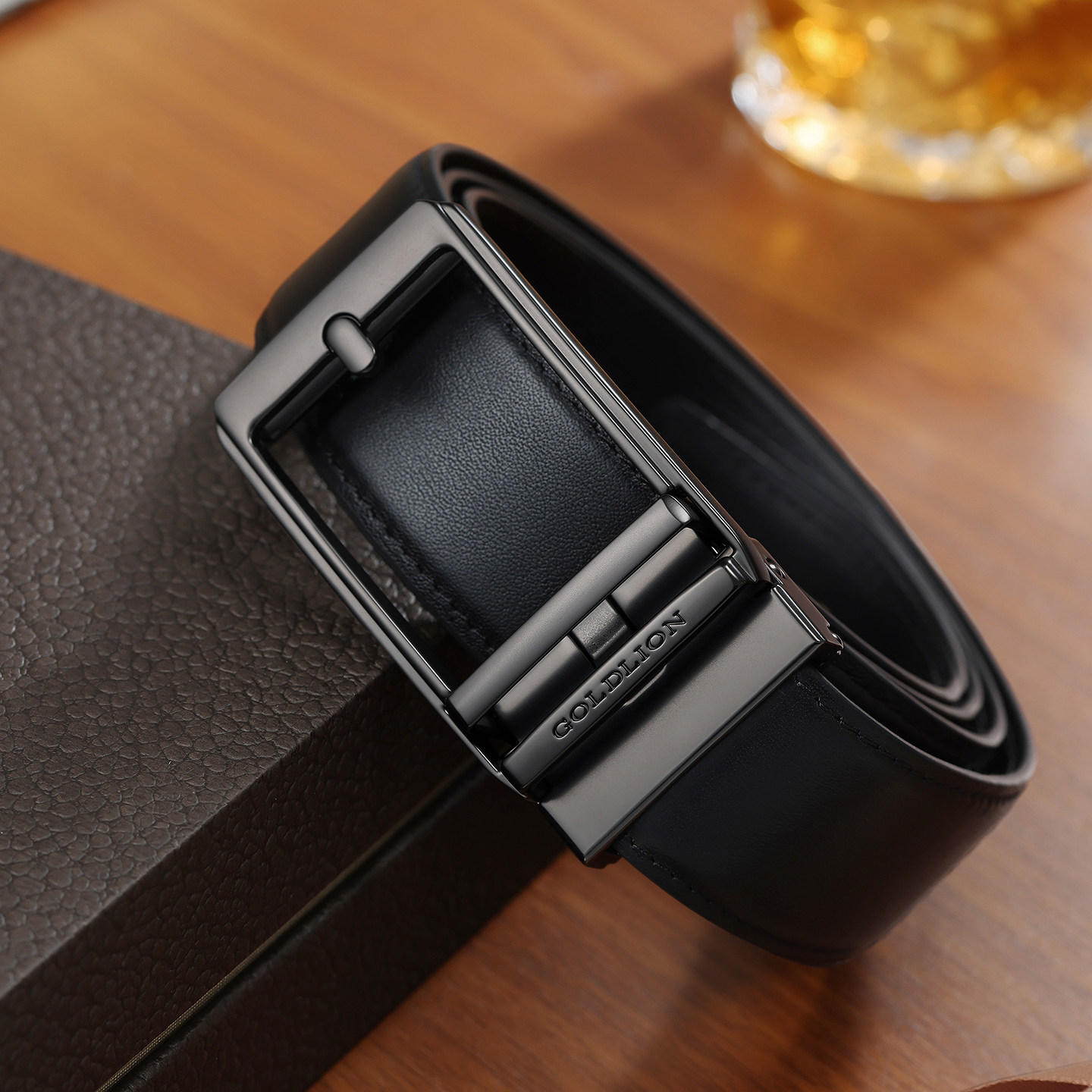 【轻松扣】金利来皮带男士新款磨砂针扣自动扣商务头层牛皮裤腰带,淘宝优惠券,粉丝福利购,淘宝优惠卷