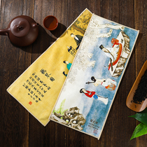 Chinese style wind upmarket thickened water absorbent deer leather suede tea towels Painted Zen towel tea cloth Special tea table cloth rag